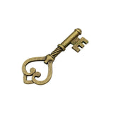 25pcs Antique Bronze 2 Sided Key Charm 46x18mm