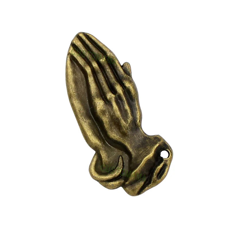 25pcs Antique Bronze Praying Hands Charms Pendant 40x19mm
