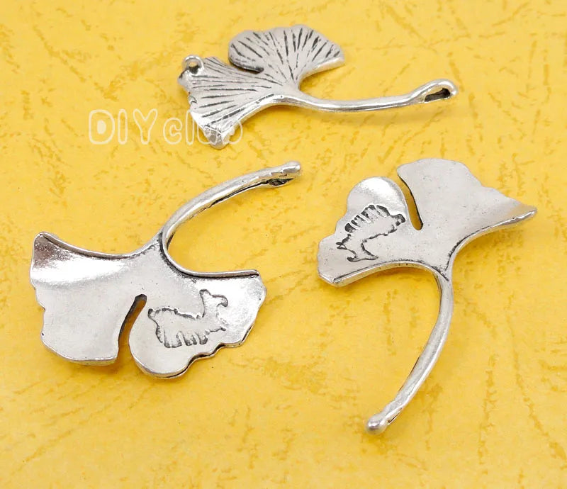 25pcs Tibetan Silver Ginkgo Leaf Charms Pendant 47x32mm