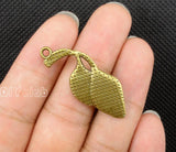 25pcs Calla Lily Charms Antique Bronze Tone Leaf Charms Pendant 37x14mm