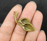25pcs Calla Lily Charms Antique Bronze Tone Leaf Charms Pendant 37x14mm