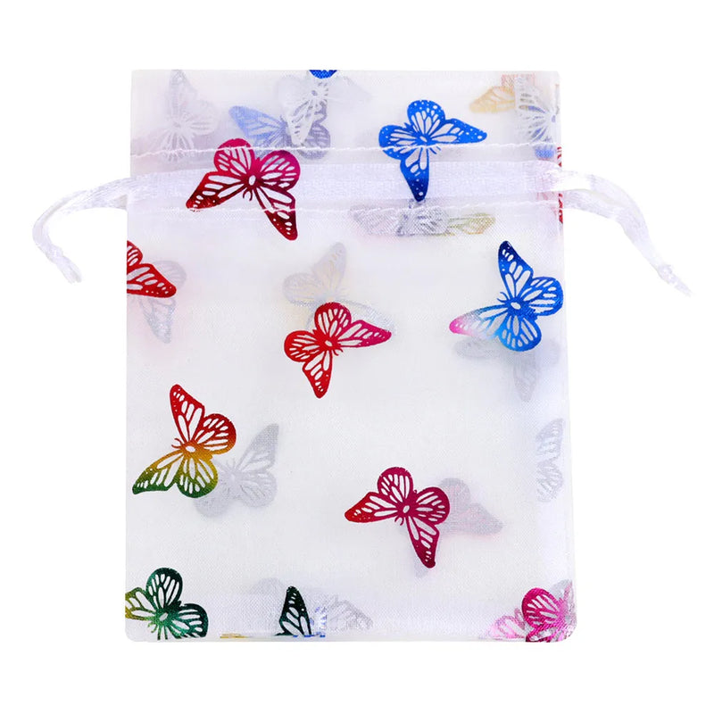 25pcs Butterfly Organza Jewelry Bag Drawstring Gift Wedding Party Pouch
