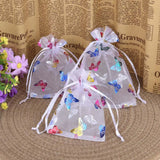 25pcs Butterfly Organza Jewelry Bag Drawstring Gift Wedding Party Pouch