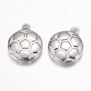 25pcs Football Soccer Ball Stainless Steel Charms Necklace Earring Pendant