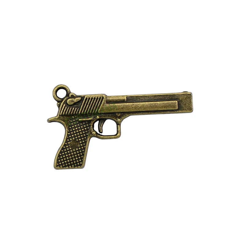 25pcs Antique Bronze Pistol Charms Pendant 35x20mm