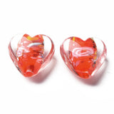 25pcs Lampwork Heart Beads Mix with Inner Flower for DIY Jewelry Making