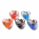25pcs Lampwork Heart Beads Mix with Inner Flower for DIY Jewelry Making