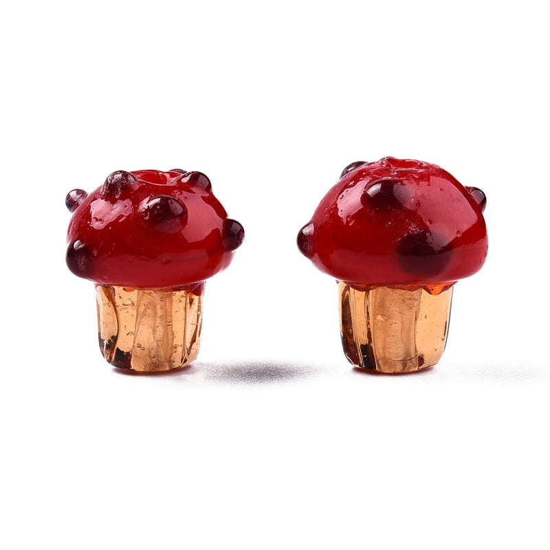 25pcs Lampwork Mushroom Beads for DIY Jewelry Making