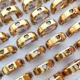 Heart Cut Plate Stainless Steel Ring Love Heart Hollowed Women Wedding Ring