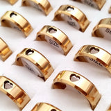 Heart Cut Plate Stainless Steel Ring Love Heart Hollowed Women Wedding Ring