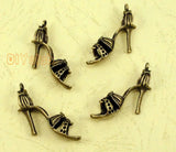 25pcs Antique Bronze High Heel Shoe Charms 3D Stilettos 33x27mm