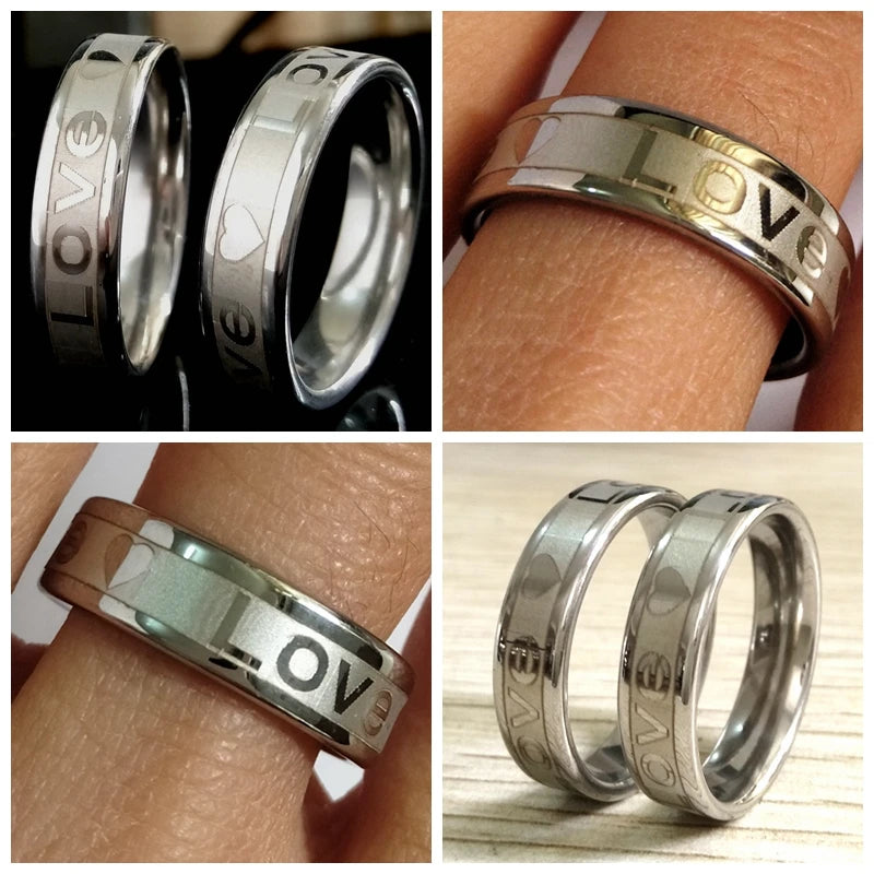 25pcs LOVE Heart Stainless Steel Ring 6mm Gift Wedding Engagement Jewelry
