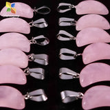 25pcs Natural Pink Quartz Moon Pendants Necklace DIY Jewelry Making Women