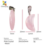 25pcs Natural Pink Quartz Moon Pendants Necklace DIY Jewelry Making Women