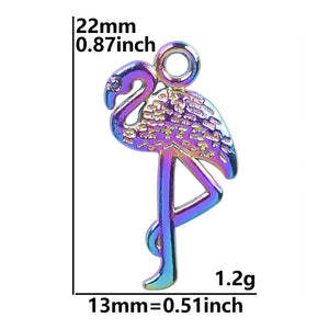 25pcs/Lot Rainbow Sandpiper Bird Crane Flamingo Charms Pendant Jewelry Making