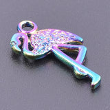 25pcs/Lot Rainbow Sandpiper Bird Crane Flamingo Charms Pendant Jewelry Making