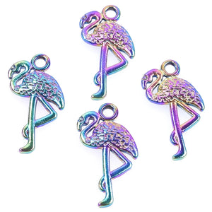 25pcs/Lot Rainbow Sandpiper Bird Crane Flamingo Charms Pendant Jewelry Making