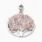 25pcs Crystal Quartz Pendant Tree of Life Charms for Jewelry Making