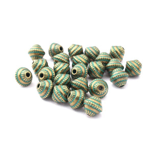 25pcs Patina Verdigris Conical Ethnic Carved 1.5mm Spacer Beads for DIY Jewelry