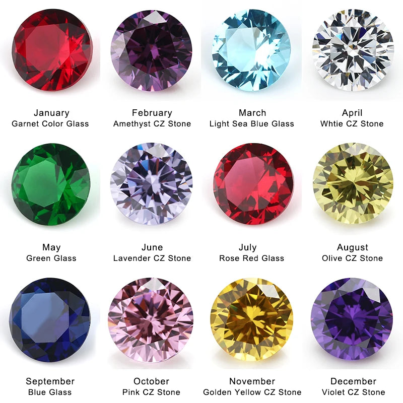 300pcs Mix Round Birthday Glass Stone & CZ Gemstone 4mm~12mm