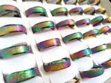 25pcs Rainbow Stainless Steel Rings 6mm Frosted 316LSS Wedding Unisex Gift