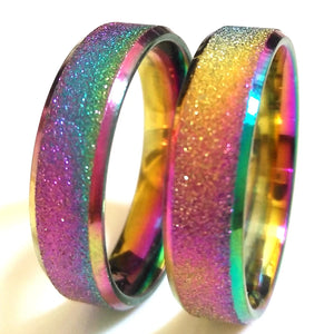 25pcs Rainbow Stainless Steel Rings 6mm Frosted 316LSS Wedding Unisex Gift