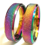 25pcs Rainbow Stainless Steel Rings 6mm Frosted 316LSS Wedding Unisex Gift