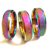 25pcs Rainbow Stainless Steel Rings 6mm Frosted 316LSS Wedding Unisex Gift