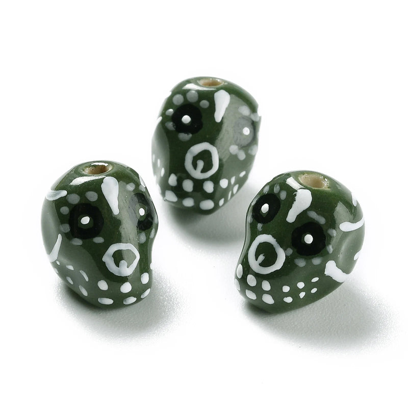 25pcs Skull Shape Porcelain Beads for DIY Jewelry Making