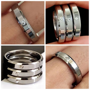 25pcs CZ Wedding Bands Ring Comfortable Zircon Rings Stainless Steel Jewelry