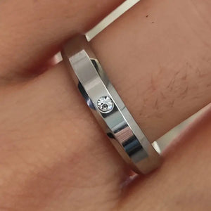 25pcs CZ Wedding Bands Ring Comfortable Zircon Rings Stainless Steel Jewelry