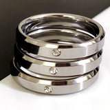 25pcs CZ Wedding Bands Ring Comfortable Zircon Rings Stainless Steel Jewelry