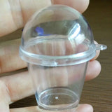 25pcs Clear Sawdust cup with lids PVC Plastic glass size Artificial Parfait Cups