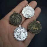 25pcs Alexander the Great Coin Charms 27x23mm Antique Pendant DIY