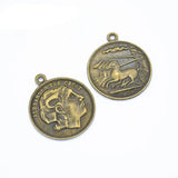 25pcs Alexander the Great Coin Charms 27x23mm Antique Pendant DIY