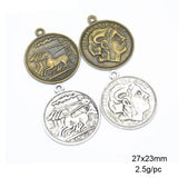 25pcs Alexander the Great Coin Charms 27x23mm Antique Pendant DIY
