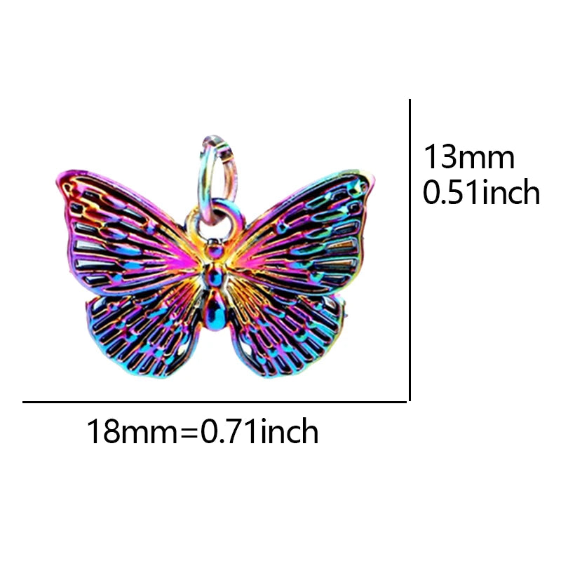 25pcs Mini Small Butterfly Rainbow Alloy Pendants DIY Charms for Jewelry Making