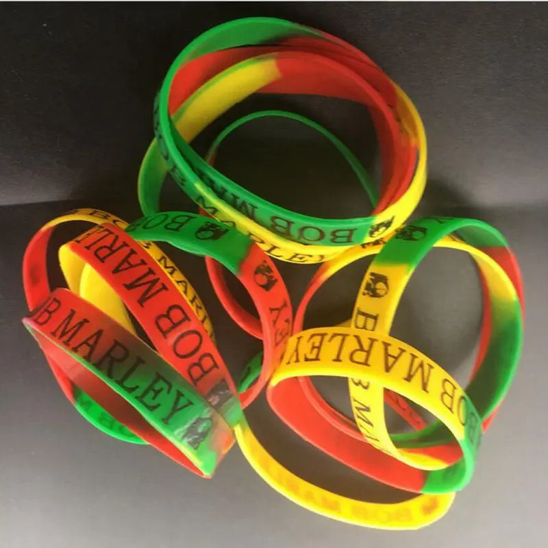 25pcs Multicolor Words Silicone Wristband Bracelets for Women & Men