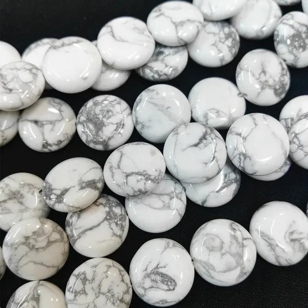25pcs Howlite Stone Charms 16mm DIY Beads Accessories Coin Shape