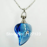 25pcs Bend Peach Heart Rice Vials Pendants Perfume Empty Glass Bottles