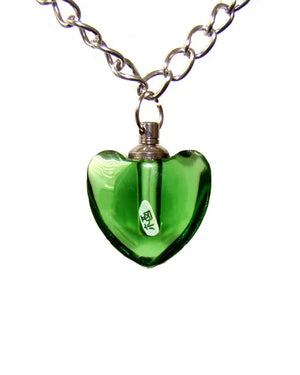25pcs Green Smooth Hearts Rice Vials Pendants Glass Bottle
