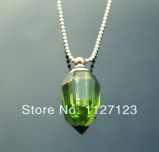 25pcs Green Bullet Rice Vials Pendants Perfume Empty Glass Bottle