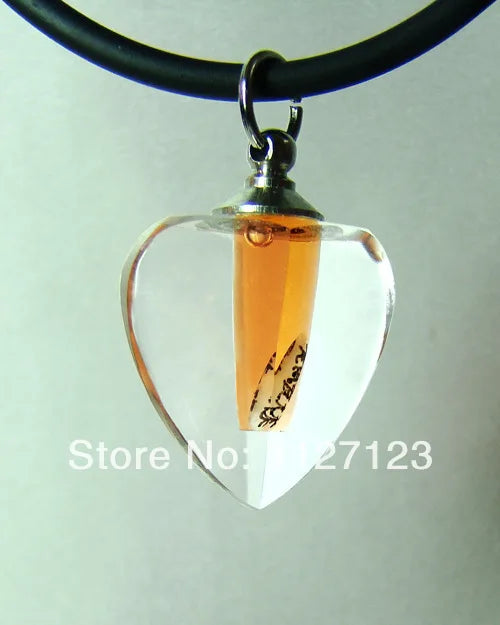25pcs/lot Lucency Faceted Heart Rice Vials Pendants Perfume Empty Glass Bottle