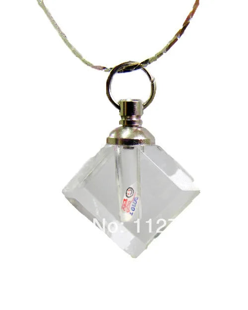 25pcs Flat Prismatic Rice Vials Pendants Glass Bottle