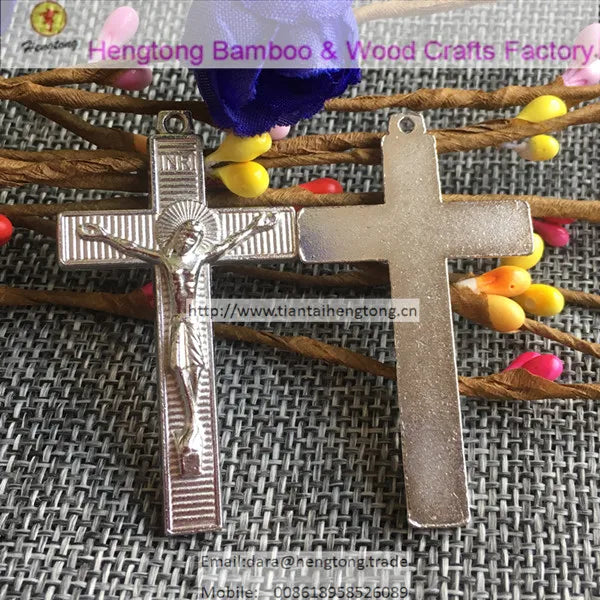 25pcs Rhodium Alloy Rosary Cross Necklace Pendant Jesus Crucifix