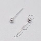 25pcs 925 Sterling Silver Nose Stud 2.5mm Ball Nostril Straight Nose Pin