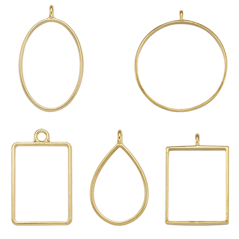 25pcs Alloy Geometric Frame Charms for DIY Resin Flower Jewelry