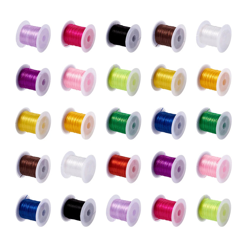 25rolls 0.8mm Elastic Crystal String Cords for Bracelet Making,Mixed