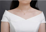 Sterling Silver Love Diamond Pendant Collarbone Chain Necklace