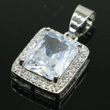 25x14mm Created Sapphire CZ Silver Pendant Gift For Sister